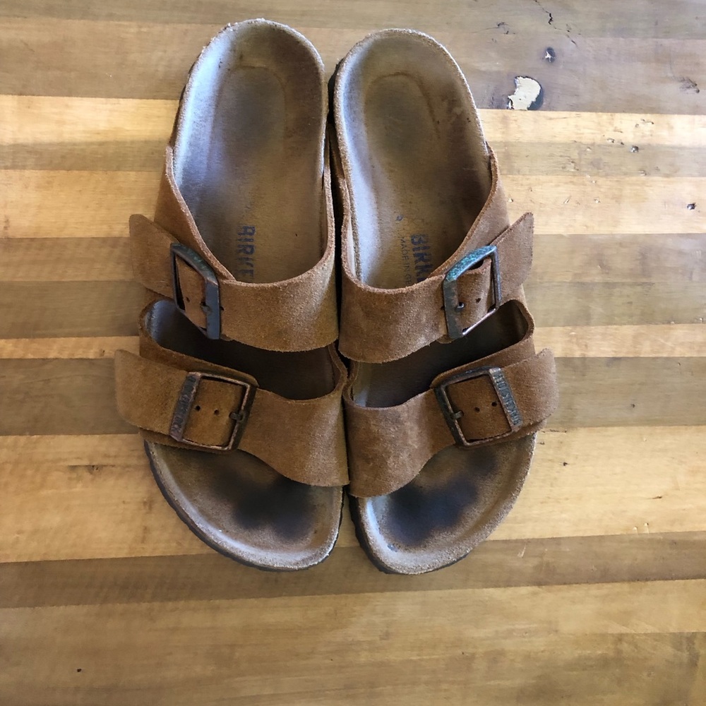 Birkenstock brown suede arizona sandals